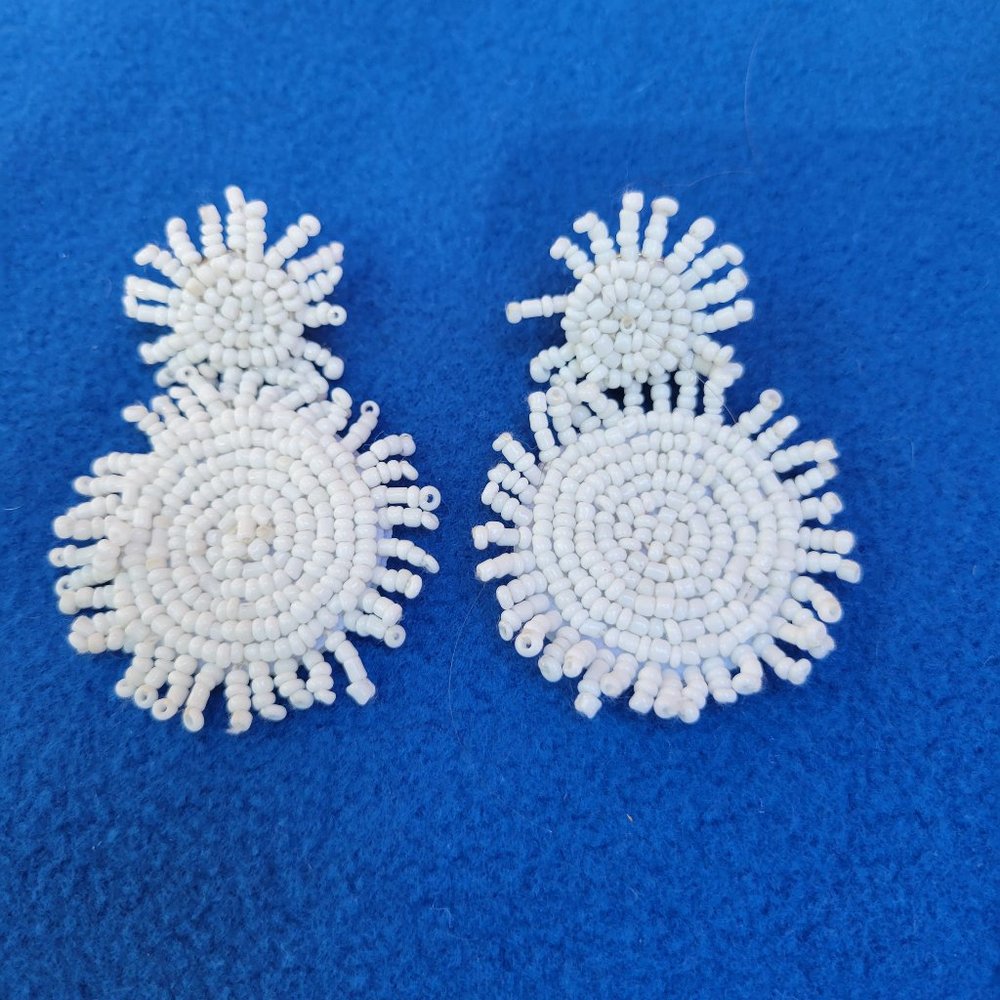 White Beaded Earrings